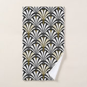 Art Deco Fan Pattern, zwart-wit Bad Handdoek (Handdoek)