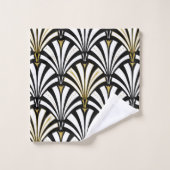 Art Deco Fan Pattern, zwart-wit Bad Handdoek (Wasdoekje)