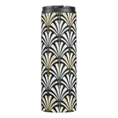Art Deco Fan Pattern, zwart-wit Thermosbeker (Achterkant)