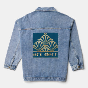 Art deco fan shell ontwerp goudblauw brullen 20's denim jacket