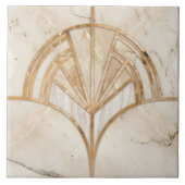 Art Deco Fan Shell - Travertijn Marmer Tegeltje (Voorkant)