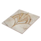 Art Deco Fan Shell - Travertijn Marmer Tegeltje (Zijkant)