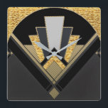 Art Deco Fan Style (Gold) Vierkante Klok<br><div class="desc">Ik gebruik een ontwerp dat ik al heb op objecten in mijn winkel voor een wandklok. Deze Iconische ventilatorstijl is een heel kunstdeco en deze muurklok zou echt opvallen op een gewone muur. (zie Afbeelding). Dit zou zelfs kunnen worden gegeven als cadeau voor Art Deco-liefhebbers.</div>