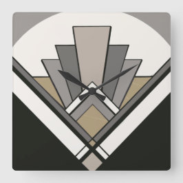 Art Deco Fan Tile Clock Vierkante Klok