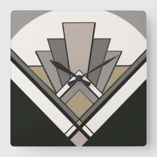 Art Deco Fan Tile Clock Vierkante Klok