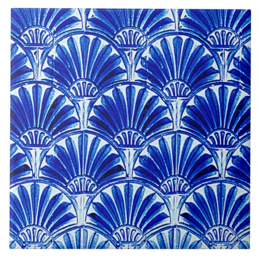 ART DECO FANS BLUE TEGELTJE (Voorkant)
