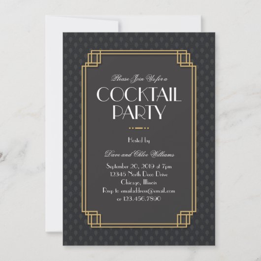 Art Deco Fans Cocktail Party 2 Kaart (Voorkant)