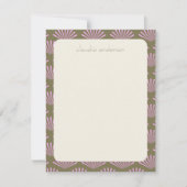 Art Deco Fans in Olive en Lila persoonlijke naam Notitiekaartje (Voorkant)