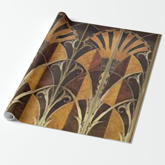ART DECO FANS MARQUETRY CADEAUPAPIER (Uitgerold)