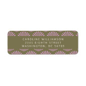 Art Deco Fans Olive Lila Shower-adres Etiket (Voorkant)