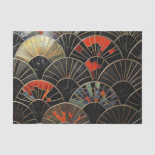 Art Deco Fans Oranje en zwarte Halloween Tissuepapier