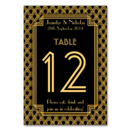  Art Deco Fans Patroon Trouwtafel Nummer Kaart
