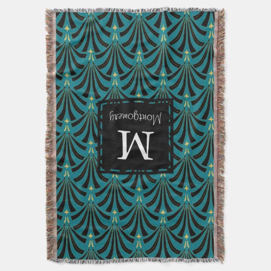 Art Deco Fans Pattern in Mint Julep - Personalized Deken (Voorkant Verticaal)