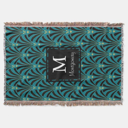 Art Deco Fans Pattern in Mint Julep - Personalized Deken (Voorkant)