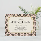 Art Deco Fans Retirement Party Blush Pink Kaart (Staand voorkant)