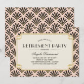 Art Deco Fans Retirement Party Blush Pink Kaart (Voorkant / Achterkant)