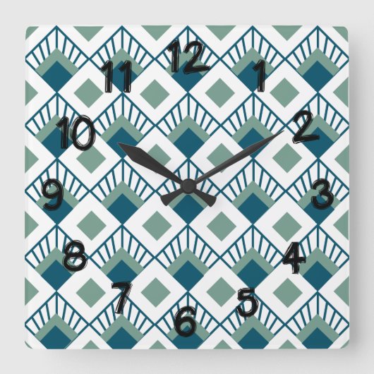 Art Deco Fans  Vierkante Klok (Voorkant)