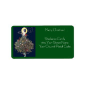 Art Deco Fashion Christmas Tree Retro Address Etiket (Voorkant)