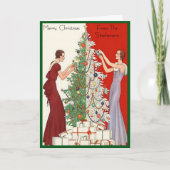 Art Deco Fashion Christmas Tree Retro Blank Inside Feestdagen Kaart (Voorkant)