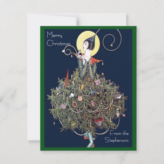 Art Deco Fashion Christmas Tree Retro Feestdagenkaart (Voorkant)