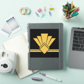 Art Deco Faux Gold Fan Black Pell en Stick Tegel Sticker (iPad Cover)