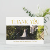 Art Deco Faux Gold op wit | Foto Dank je wel Bedankkaart (Staand voorkant)