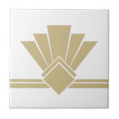 Art Deco Faux Gold White Chic Geometric Border 04 Tegeltje (Voorkant)