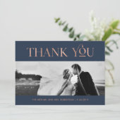 Art Deco Faux Roos Gold voor de marine | Foto Dank Bedankkaart (Staand voorkant)