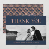 Art Deco Faux Roos Gold voor de marine | Foto Dank Bedankkaart (Voorkant / Achterkant)