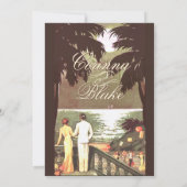 Art Deco Faux Vellum Metallic Champagne Huwelijk Kaart (Achterkant)