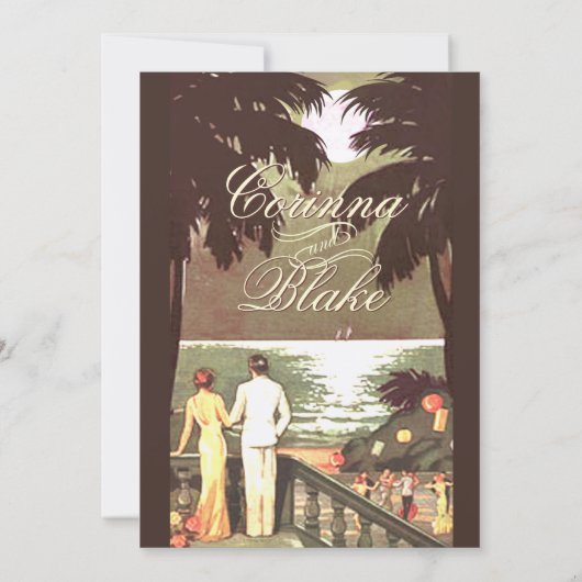 Art Deco Faux Vellum Metallic Champagne Huwelijk Kaart (Achterkant)