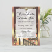 Art Deco Faux Vellum Metallic Champagne Huwelijk Kaart (Staand voorkant)