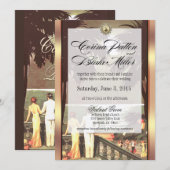 Art Deco Faux Vellum Metallic Champagne Huwelijk Kaart (Voorkant / Achterkant)