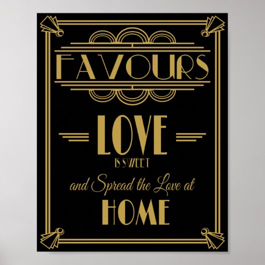 Art Deco Favors Sweet Print voor bruiloft (Voorkant)