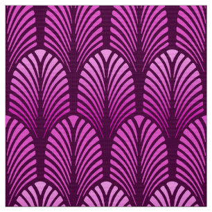 Art Deco Feather Pattern, Amethyst Paars Stof