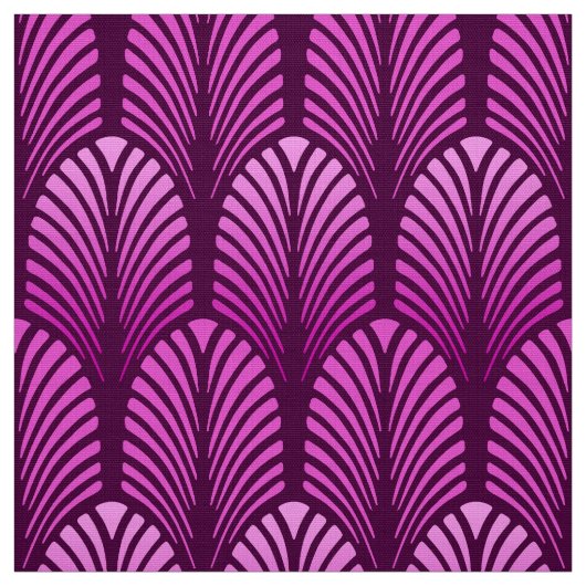 Art Deco Feather Pattern, Amethyst Paars Stof (Swatch)