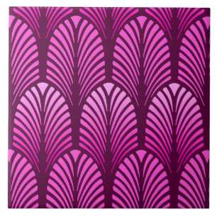 Art Deco Feather Pattern, Amethyst Paars Tegeltje