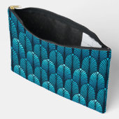 Art Deco Feather Pattern, Cerulean Blue Etui (Open)