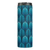 Art Deco Feather Pattern, Cerulean Blue Thermosbeker (Achterkant)