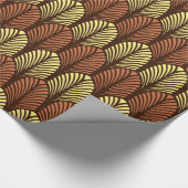 Art Deco Feather Pattern, Dark Brown and Rust Cadeaupapier (Hoek)