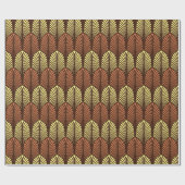 Art Deco Feather Pattern, Dark Brown and Rust Cadeaupapier (Vlak)