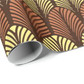 Art Deco Feather Pattern, Dark Brown and Rust Cadeaupapier (Rol Hoek)