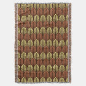 Art Deco Feather Pattern, Dark Brown and Rust Deken (Voorkant Verticaal)