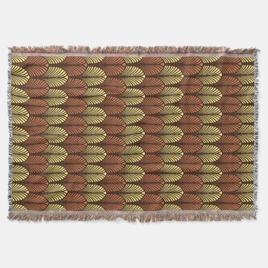 Art Deco Feather Pattern, Dark Brown and Rust Deken (Voorkant)