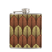 Art Deco Feather Pattern, Dark Brown and Rust Heupfles (Voorkant)