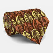 Art Deco Feather Pattern, Dark Brown and Rust Stropdas (Opgerold)
