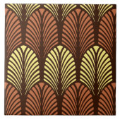Art Deco Feather Pattern, Dark Brown and Rust Tegeltje (Voorkant)