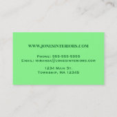 Art Deco Feather Pattern, Emerald Green Business Visitekaartje (Achterkant)