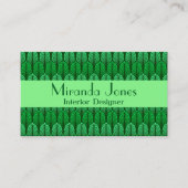 Art Deco Feather Pattern, Emerald Green Business Visitekaartje (Voorkant)