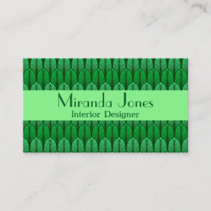 Art Deco Feather Pattern, Emerald Green Business Visitekaartje